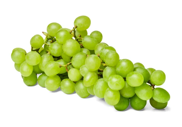 Fresh Bunch Green Grapes White Isolated Background Close Side View — Stock Photo, Image