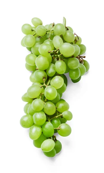 新鲜的一串绿色葡萄 白色隔离背景 侧视图 — 图库照片