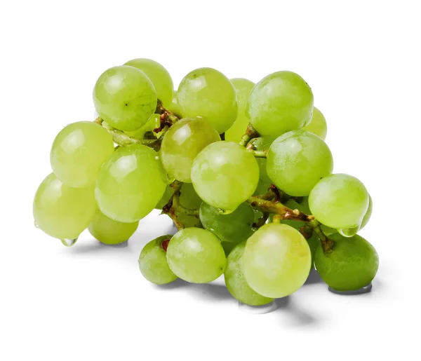 Świeże Małe Grono Zielonych Winogron Białym Białym Tle Zbliżenie Widok — Zdjęcie stockowe