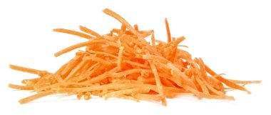 Beyaz acıklı doğranmış havuç bir demet. Close. Yan görünüm.