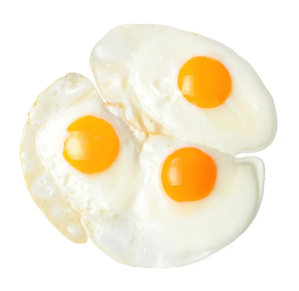 Ouă Apetisante Prăjite Alb Fundal Izolat Aproape Vedere Sus — Fotografie, imagine de stoc