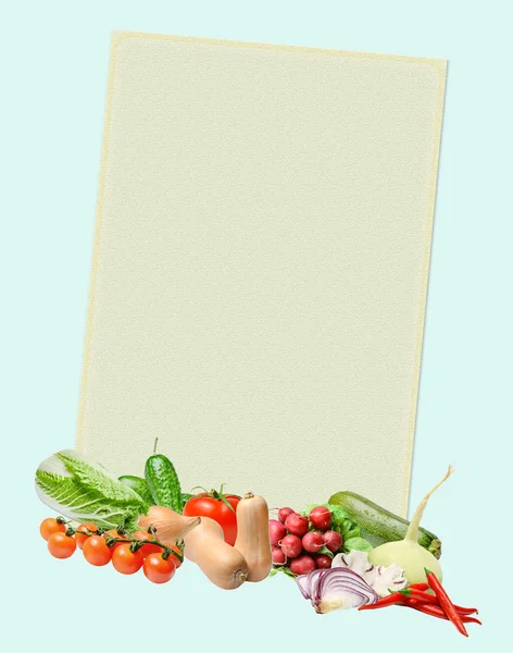 Bir Salata Renkli Renk Arka Plan Karşı Çeşitli Sebze Bir — Stok fotoğraf
