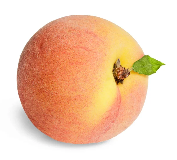 Fresh Juicy Peach Isolated White Bright Saturated Colors Design Element — Stock Photo, Image