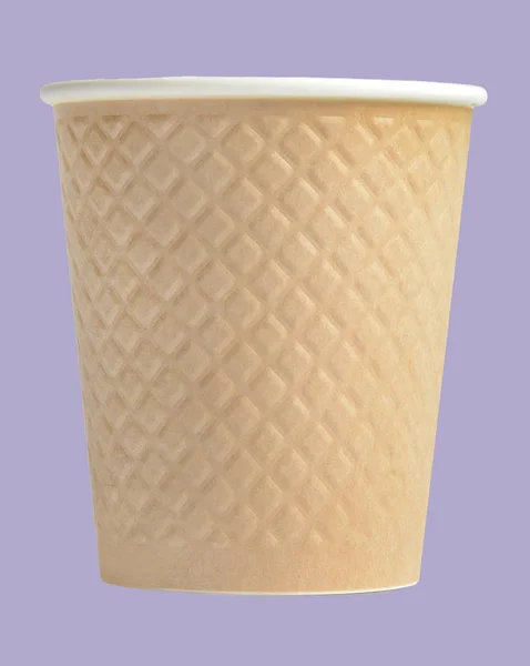 Disposable Paper Cup Isolated Light Purple Background Close Side View — Stock Photo, Image