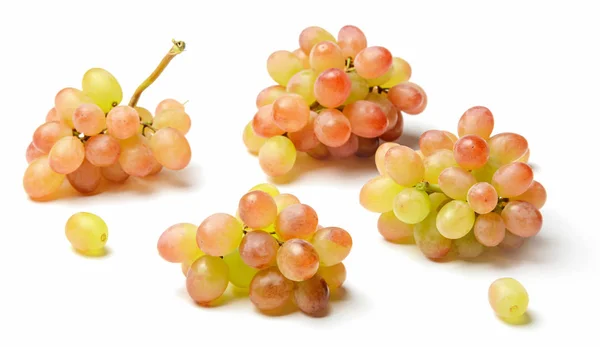 Composition Grapes Raisins Different Sizes Points Shooting White Isolated Background — Stock Photo, Image