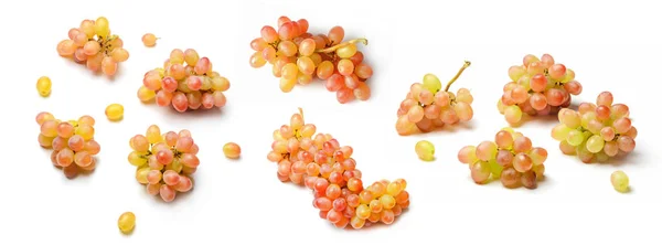 Composición Uvas Pasas Diferentes Tamaños Puntos Tiro Fondo Blanco Aislado — Foto de Stock