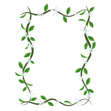 Yapraklı soyut dalların vektör kare çerçevesi.