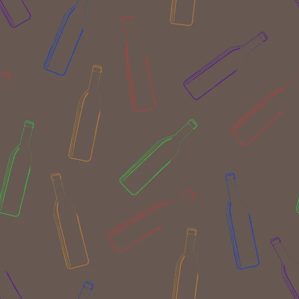 Kahverengi arka planda renksiz şişe desenleri.