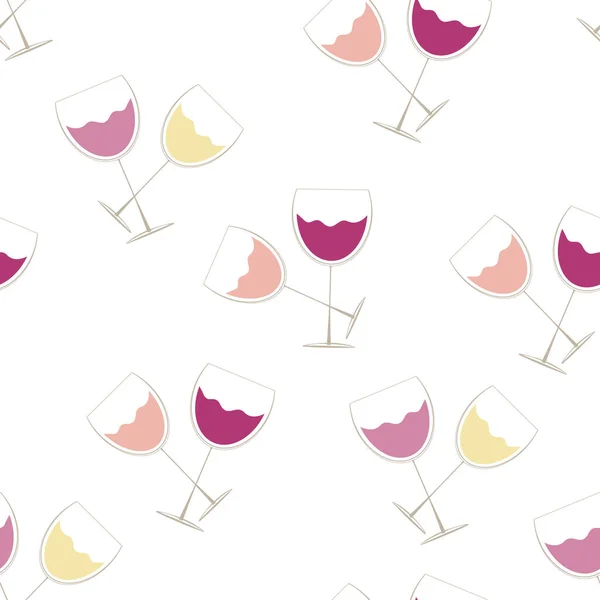 Διάνυσμα αδιάλειπτη μοτίβο των γυαλιών κρασιού σε λευκό φόντο. — Διανυσματικό Αρχείο