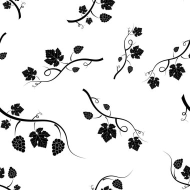 Beyaz arkaplandaki sarmaşığın kusursuz siluet deseni.