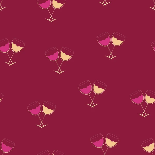 붉은 배경에 무늬가 있는 무늬없는 와인 잔. — 스톡 벡터