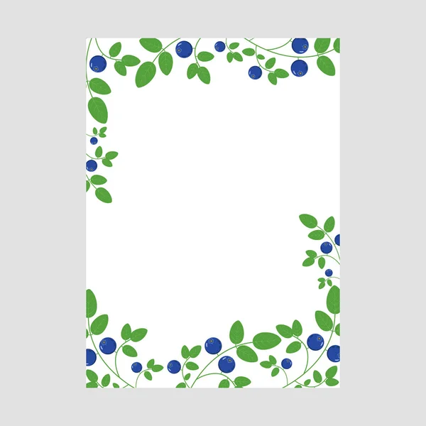 Marco vectorial decorado con ramas de arándano con hojas verdes . — Vector de stock