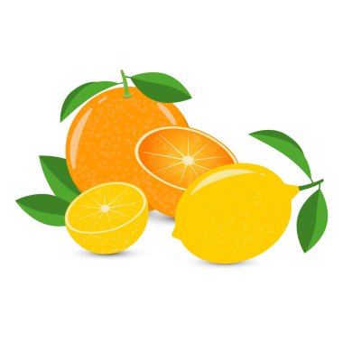 Beyaz arka planda turuncu ve limonlu bir taşıyıcı. Dengeli bileşim.