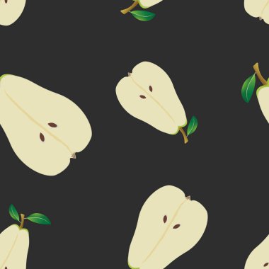 Siyah bir arka planda vektör armutsuz desen. Kumaşlar, ambalajlar, peçeteler ve çeşitli arka planlar üzerine baskı yapmak için..