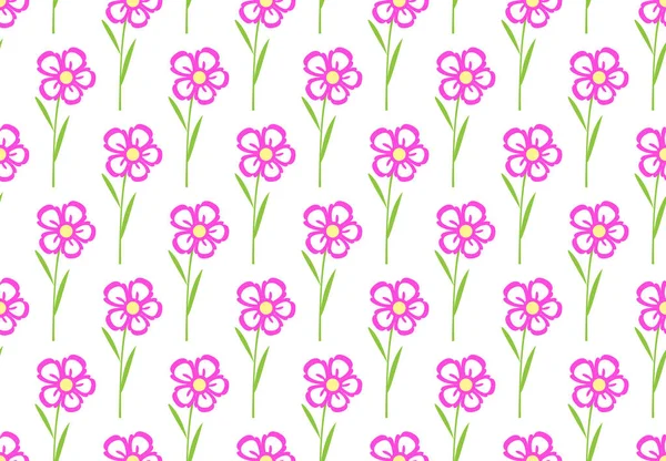 Růžový Květ Bezešvé Vzor Bílém Pozadí — Stockový vektor