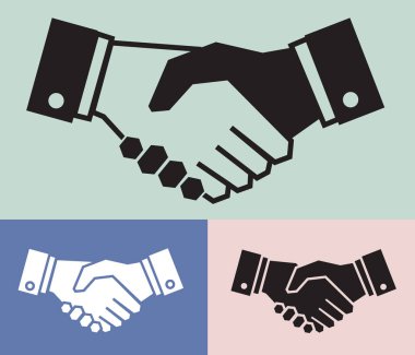 el sıkışma simgesi Vintage arka planda, iş işbirliği kavramı seti