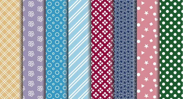 Colorful Fabric Pattern Design Set Textile Print Necktie Paper Fabric — Stock Vector