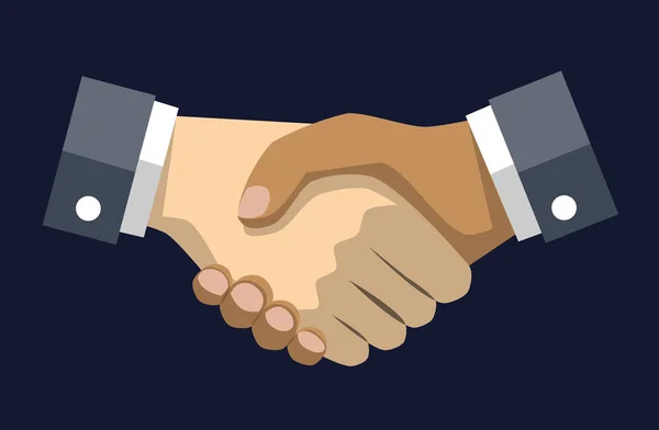 Handshake Vector Draw Blue Dark Background Conceito Negócio — Vetor de Stock