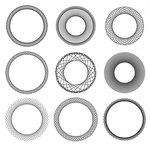 Marco Borde Círculo Línea Negra Con Contorno Encaje — Vector de stock