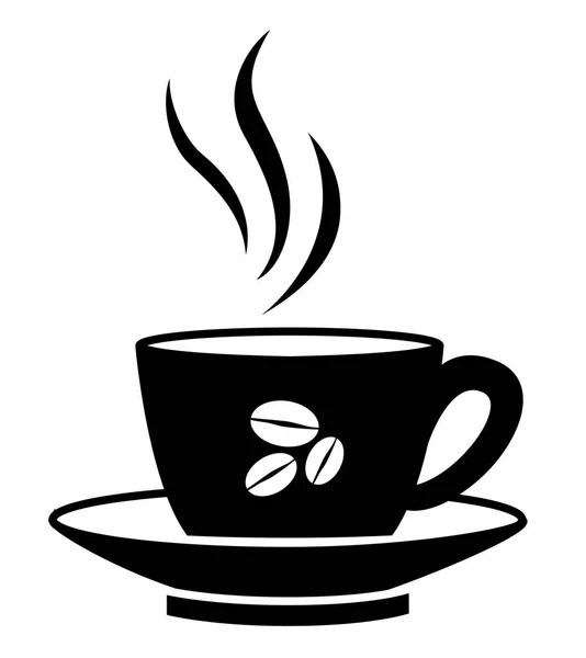 咖啡杯剪影白色背景标志 — 图库矢量图片