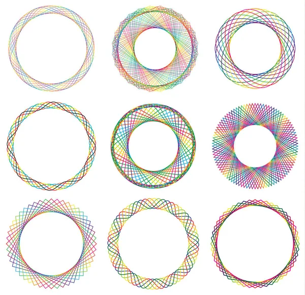 Colorful Circle Border Frame Lace Contour — Stock Vector