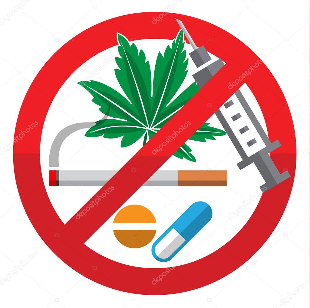 Against Drug Abuse Day flat sign on white background, vector