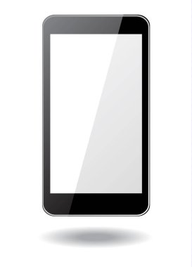 Beyaz arka plan, vektör çizim üzerinde siyah smartphone