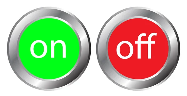 オンとオフ白の背景上のボタン — ストックベクタ