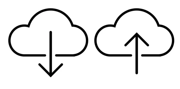 Contorno Nube Dowload Subir Icono Sobre Fondo Blanco — Archivo Imágenes Vectoriales