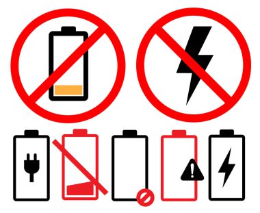 Beyaz arka plan üzerinde ayarla boş pil simgesi simgesi