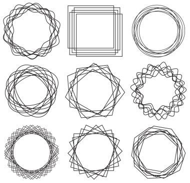 Sanat çerçeve kümesi-siyah çizgi şekli