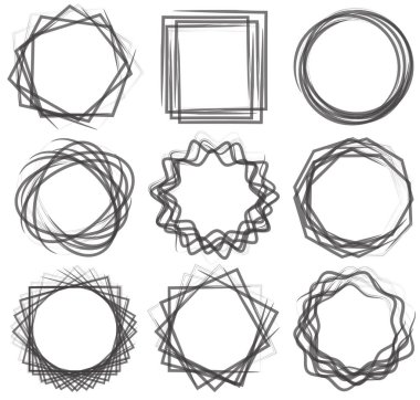 Şekil sanat çerçeve kümesinin satır, çizim vektör fırça