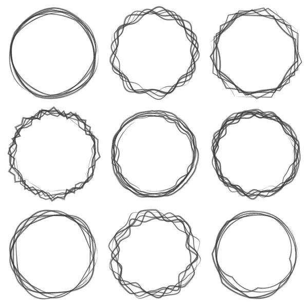 Cirkel Tekst Vak Kaderset Borstel Vector Tekening — Stockvector