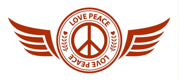 Love Peace Label Banner Stamp Sign Vector Vintage Style Illustration — Stock Vector