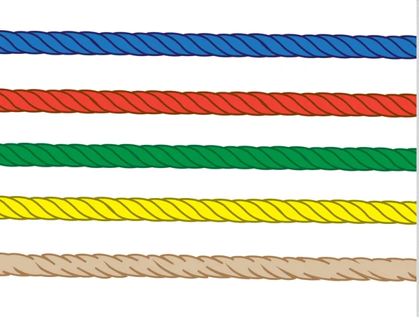 Colorido Conjunto Cuerda Recta Nylon Cuerda Arpillera Sobre Fondo Blanco — Vector de stock