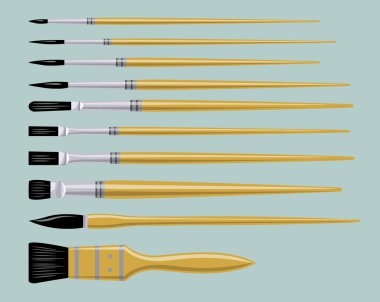 düz sanatçı fırça vektör seti