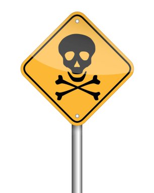 tehlike kafatası kutup uyarı işareti simgesi, beyaz arka plan üzerinde vektör tasarımı