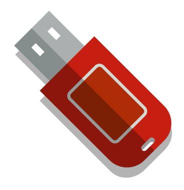 beyaz zemin üzerine kırmızı daire flash sürücü simgesi