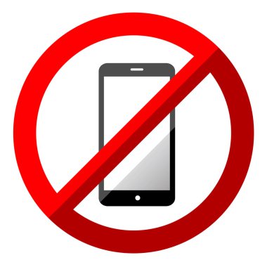 Beyaz arka plan üzerinde hiçbir cep telefonu işareti simgesi