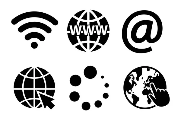 Значок Символу Інтернету Встановлений Білому Тлі — стоковий вектор