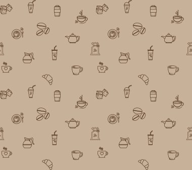 kahve simge sorunsuz belirleme, vektör tasarımı kağıt için süslemek arka plan