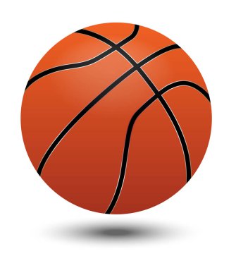Turuncu basketbol topu, vektör tasarımı ve beyaz zemin üzerine gölge