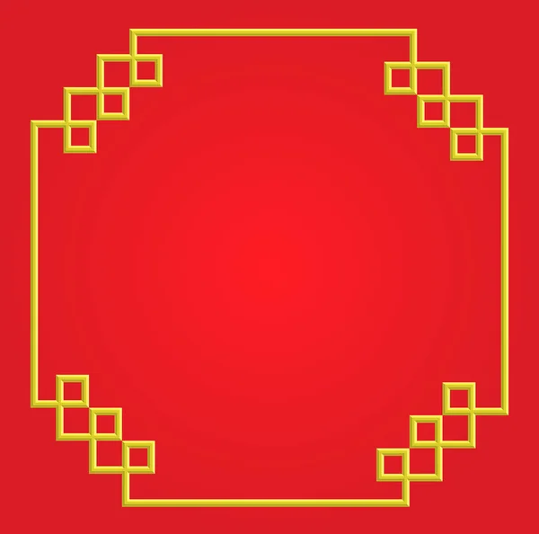 Χρυσή Κορνίζα Κόκκινο Φόντο Διάνυσμα Κάρτα Σύνορα Κίνα Στυλ — Διανυσματικό Αρχείο