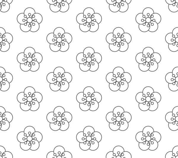 Line Floral Pattern Seamless Vector Illustration Background — Stock Vector