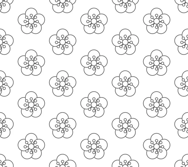 Linha Floral Padrão Sem Costura Vetor Ilustração Fundo — Vetor de Stock