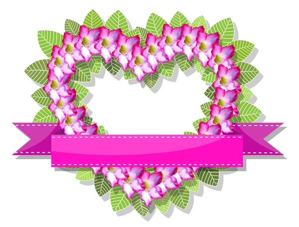 Trouwen Naam Flower Frame Roze Kopie Ruimte Lint Witte Achtergrond — Stockfoto