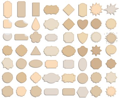 Kağıt etiket etiket çerçeve vektör kümesi, vintage illüstrasyon etiketleri