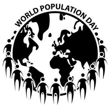 Beyaz arkaplanda dünya nüfusu gün simgesi simgesi