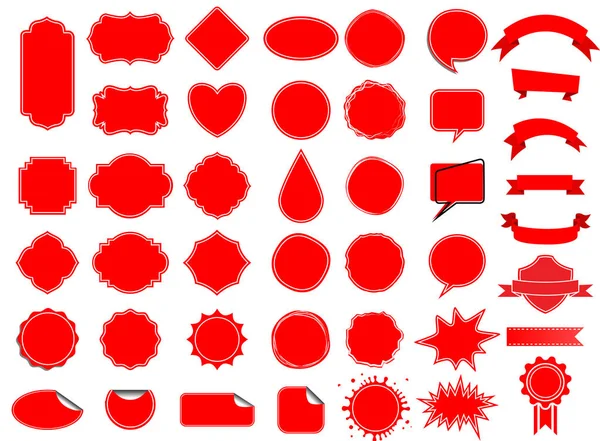 Красный Этикетка Векторный Набор Лента Наклейка Баннер Дизайн Коллекции — стоковый вектор