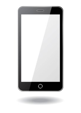 Beyaz arka plan, vektör çizim üzerinde siyah smartphone